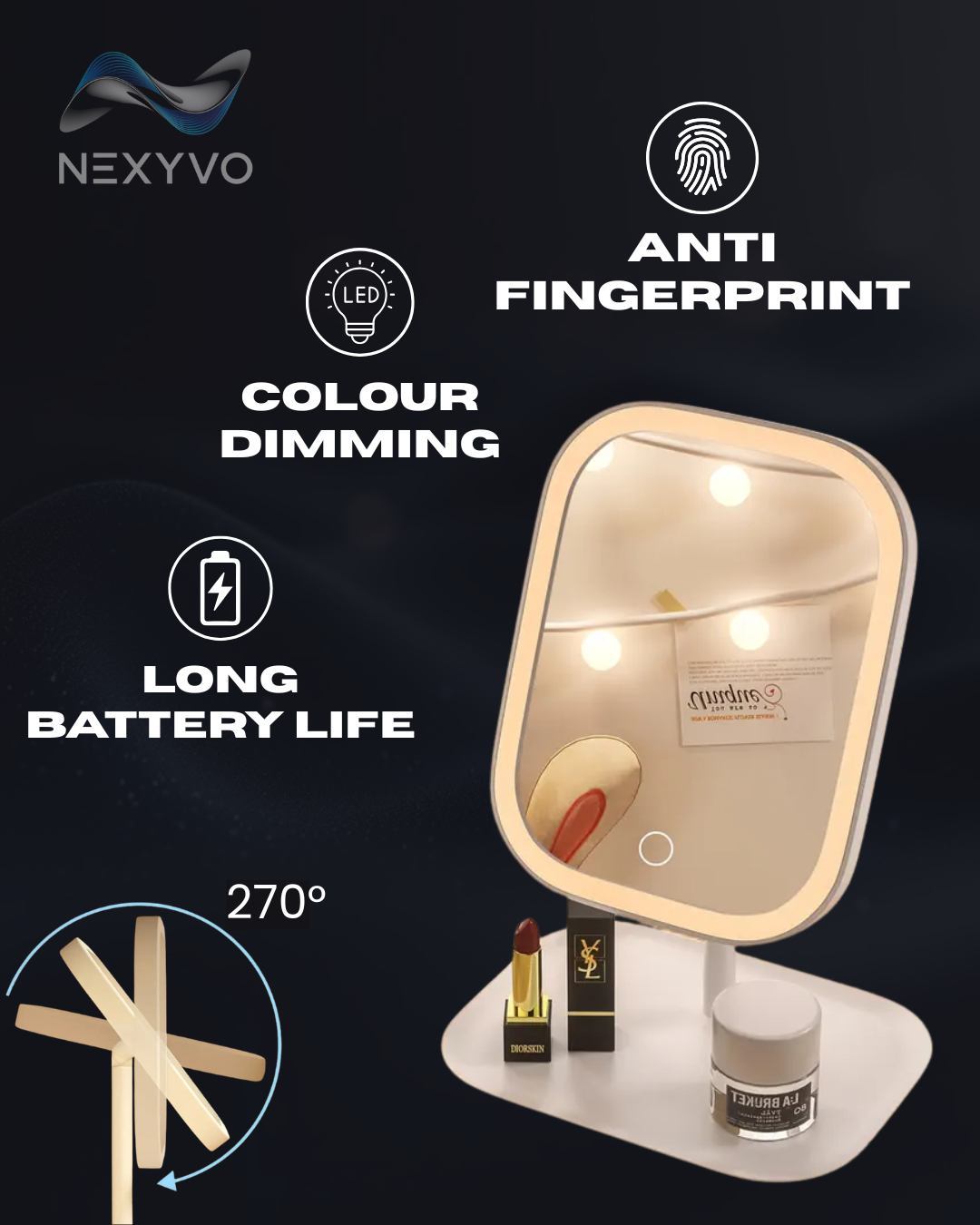 Luxe LED Portable Makeup Mirror