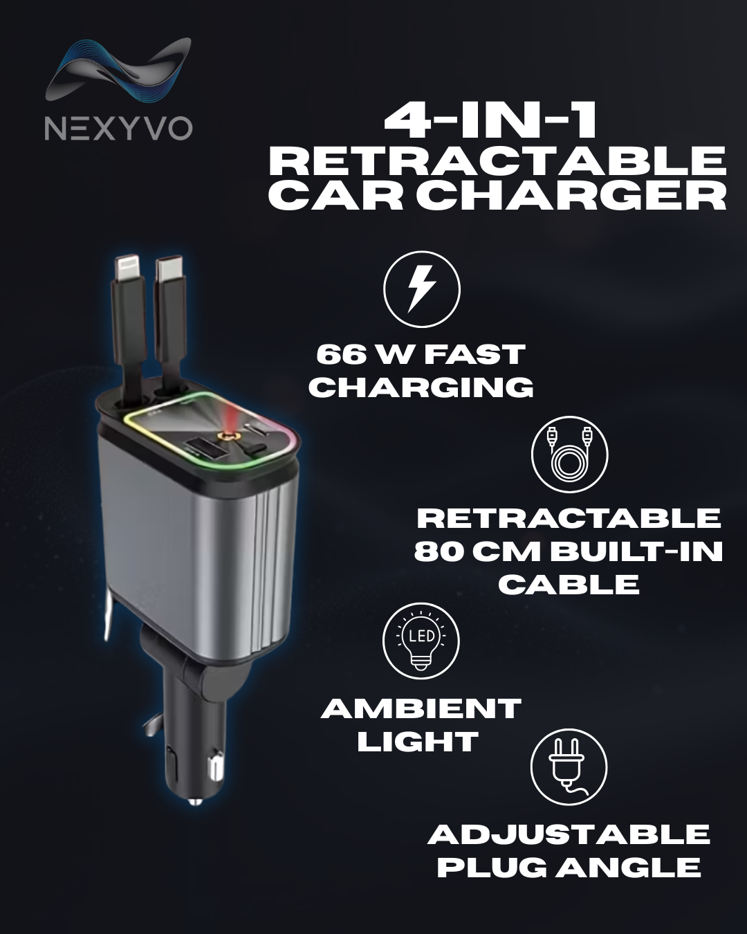 Ultimate 4-in-1 Retractable Car Charger